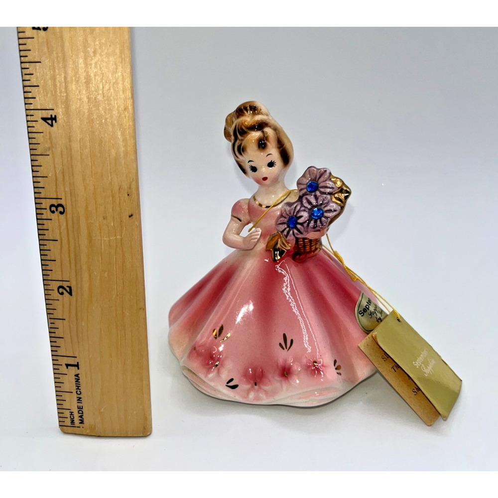 VINTAGE MID-CENTURY JAPAN JOSEF ORIGINAL SEPTEMBER SAPPHIRE GIRL FIGURINE W/TAGS - Picture 16 of 16